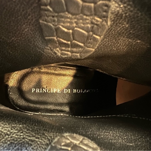 Rocco P. Black Textured Italian Leather Ankle Bootie Round Toe Chunky Heel 35.5 - Picture 7 of 13